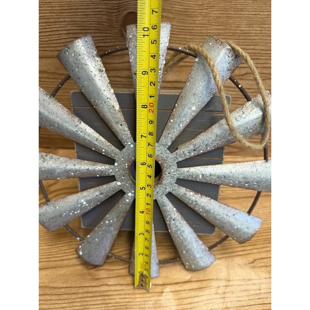 Rustic Farmhouse Style Windmill Wall Decor Wood Metal Hanging Hangs Cottage Core
